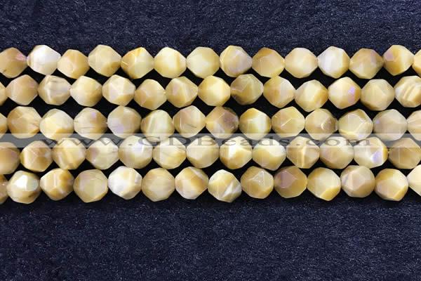 CTE2137 15.5 inches 10mm faceted nuggets golden tiger eye beads