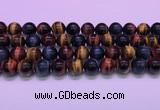 CTE2222 15.5 inches 12mm round colorful tiger eye gemstone beads