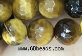 CTE2233 15.5 inches 8mm faceted round yellow tiger eye beads