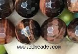 CTE2238 15.5 inches 8mm faceted round red tiger eye beads