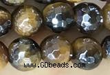 CTE2265 15 inches 6mm faceted round AB-color yellow tiger eye beads