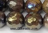 CTE2287 15 inches 10mm faceted round AB-color colorful tiger eye beads