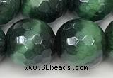 CTE2290 15 inches 12mm faceted round AB-color green tiger eye beads