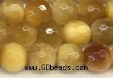 CTE2315 15 inches 6mm faceted round golden tiger eye beads