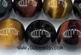 CTE2327 15 inches 10mm round colorful tiger eye beads