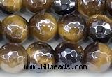 CTE2358 15 inches 6mm faceted round AB-color yellow tiger eye beads