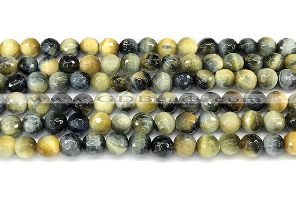 CTE2369 15 inches 8mm faceted round golden & blue tiger eye beads