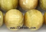 CTE2391 15 inches 12mm faceted round golden tiger eye beads