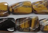 CTE319 20*30mm twisted & faceted rectangle yellow tiger eye beads