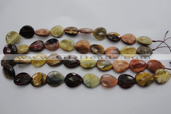 CTE468 15.5 inches 18*20mm faceted flat teardrop mixed tiger eye beads