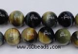 CTE553 15.5 inches 10mm round golden & blue tiger eye beads