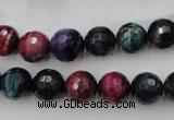 CTE582 15.5 inches 8mm faceted round colorful tiger eye beads