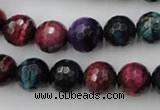 CTE583 15.5 inches 10mm faceted round colorful tiger eye beads