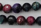 CTE584 15.5 inches 12mm faceted round colorful tiger eye beads