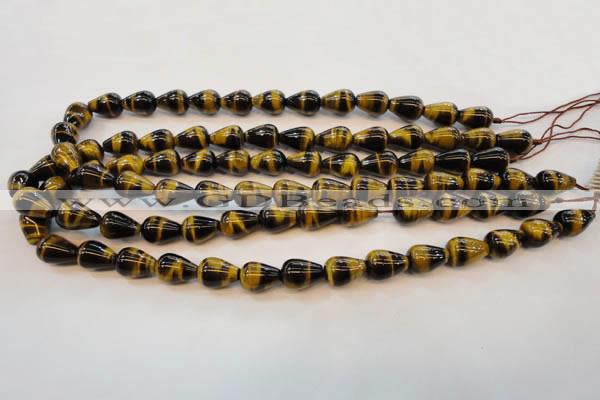 CTE605 15.5 inches 6*10mm teardrop yellow tiger eye beads wholesale