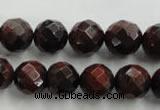 CTE704 15.5 inches 12mm faceted round red tiger eye beads