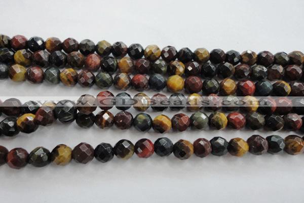 CTE712 15.5 inches 8mm faceted round mixed color tiger eye beads