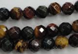 CTE713 15.5 inches 10mm faceted round mixed color tiger eye beads