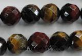 CTE715 15.5 inches 14mm faceted round mixed color tiger eye beads