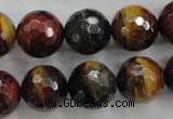 CTE716 15.5 inches 16mm faceted round mixed color tiger eye beads