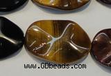 CTE803 15.5 inches 20*30mm wavy oval colorful tiger eye beads