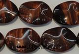 CTE860 15.5 inches 18*25mm wavy oval red tiger eye beads