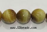 CTE905 15.5 inches 14mm faceted round golden tiger eye beads