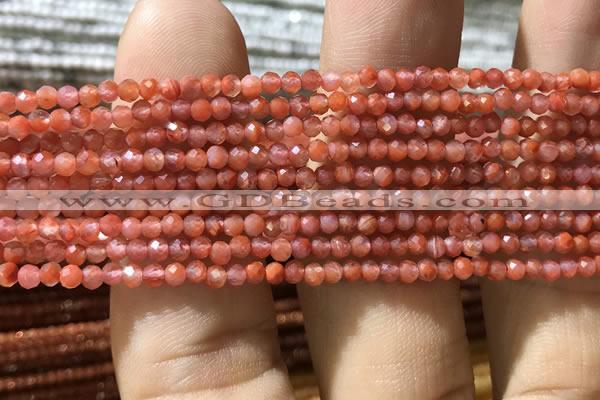 CTG1005 15.5 inches 2mm faceted round tiny south red agate beads