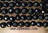 CTG1010 15.5 inches 2mm faceted round tiny black agate beads