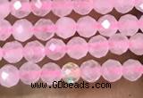 CTG1017 15.5 inches 2mm faceted round tiny rose quartz beads