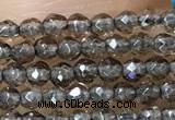 CTG1020 15.5 inches 2mm faceted round tiny smoky quartz beads