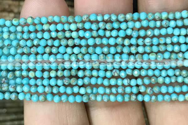 CTG1056 15.5 inches 2mm faceted round tiny turquoise beads