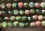 CTG1060 15.5 inches 2mm faceted round tiny unakite gemstone beads