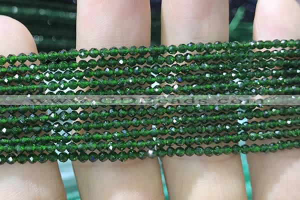 CTG1068 15.5 inches 2mm faceted round tiny green goldstone beads