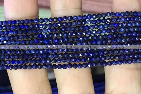 CTG1074 15.5 inches 2mm faceted round tiny dyed lapis lazuli  beads