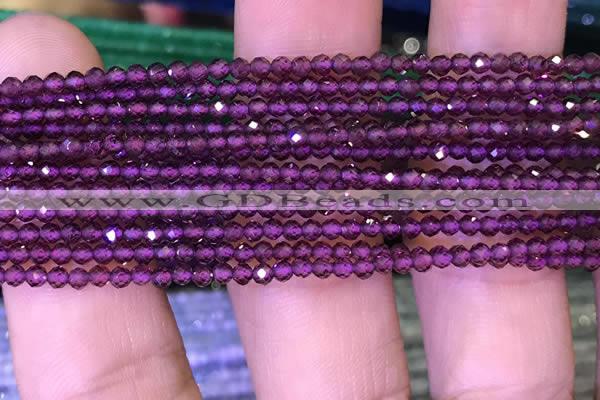 CTG1083 15.5 inches 2mm faceted round tiny purple garnet beads