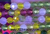 CTG1101 15.5 inches 2mm faceted round tiny quartz glass beads