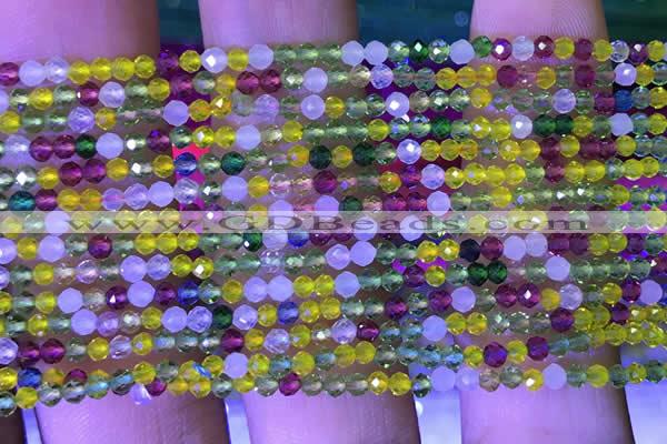 CTG1101 15.5 inches 2mm faceted round tiny quartz glass beads