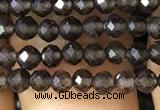 CTG1128 15.5 inches 3mm faceted round tiny smoky quartz beads