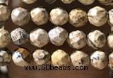 CTG1158 15.5 inches 3mm faceted round tiny picture jasper beads