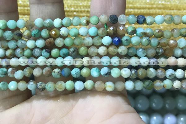 CTG1211 15.5 inches 4mm faceted round tiny chrysocolla beads