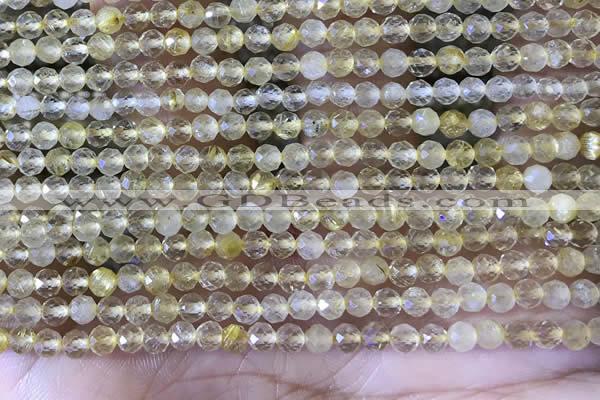 CTG1361 15.5 inches 3mm faceted round golden rutilated quartz beads