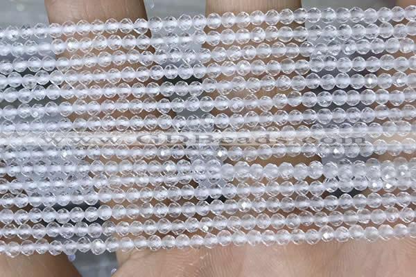 CTG1400 15.5 inches 2mm faceted round white crystal beads wholesale