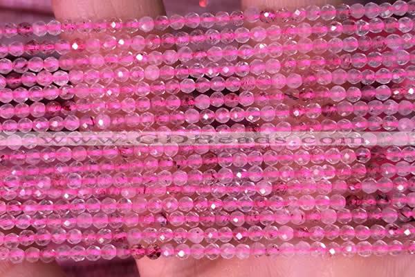 CTG1406 15.5 inches 2mm faceted round strawberry quartz beads