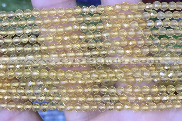 CTG1488 15.5 inches 3mm faceted round citrine gemstone beads