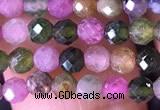 CTG1511 15.5 inches 3mm faceted round tourmaline beads wholesale