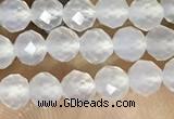 CTG1552 15.5 inches 4mm faceted round white agate beads wholesale