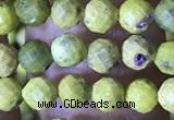 CTG1557 15.5 inches 4mm faceted round yellow pine turquoise beads