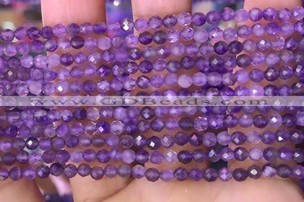 CTG1623 15.5 inches 3mm faceted round tiny amethyst beads