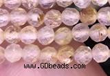 CTG1630 15.5 inches 3mm faceted round tiny golden rutilated quartz beads